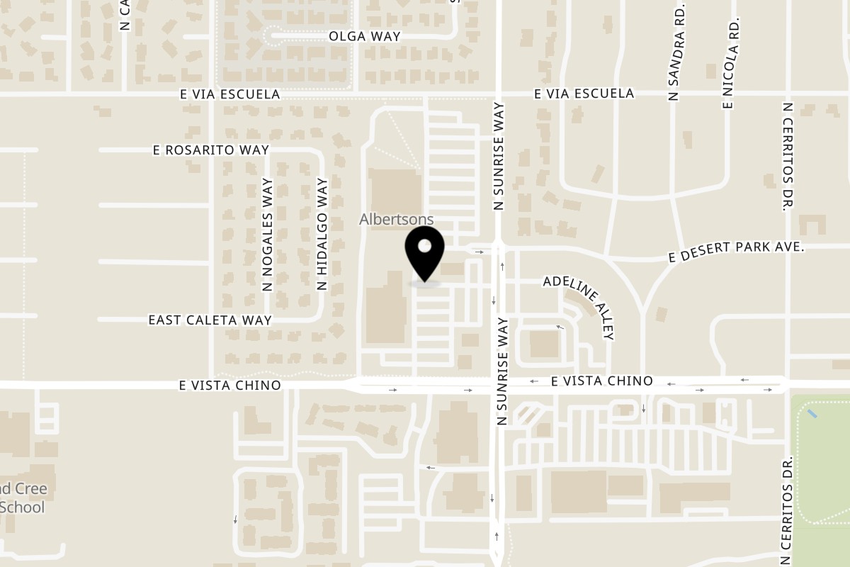 Map showing the location of Loco Charlies on 1751 N Sunrise Way f5 in Palm Springs